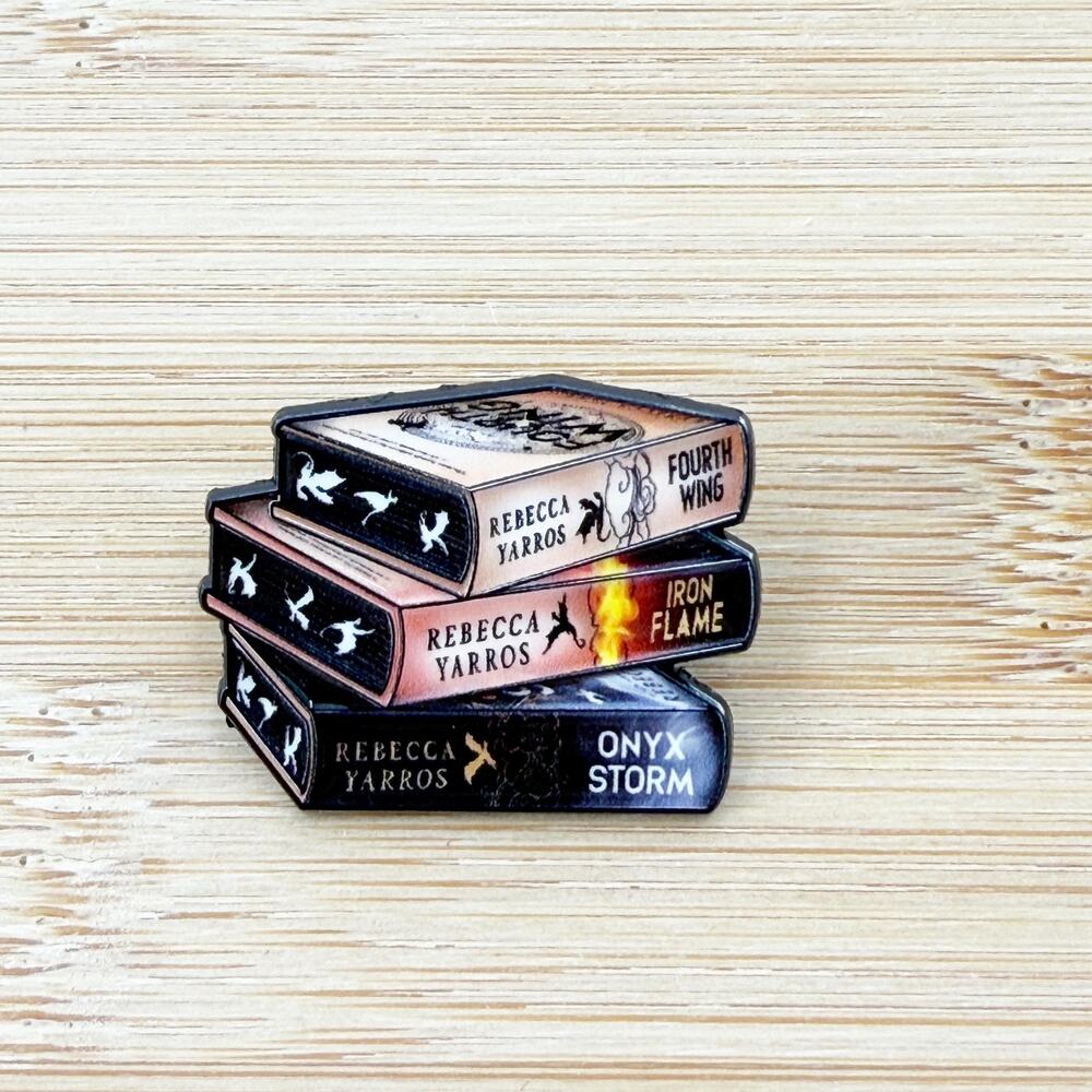 Dragon Book Stack Soft Enamel Pin, Fourth Wing Merchandise, Bookish Merch